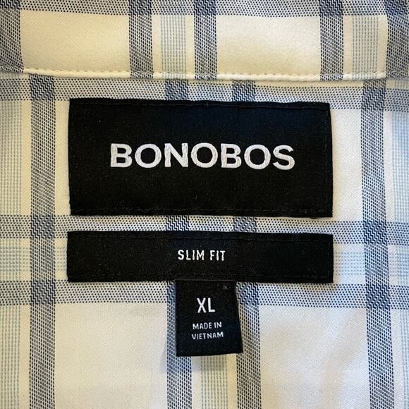 Bonobos Grey/Blue Check Button Down Slim Fit Shirt XL - Picture 4 of 8